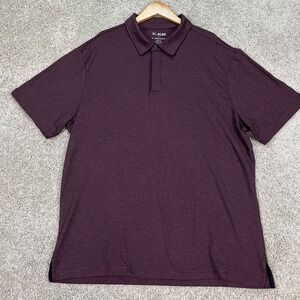 01 ALGO Polo Shirt Mens XL Burgundy Striped Short Sleeve Golf Performance EUC